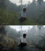Before and after using cinematic LUT